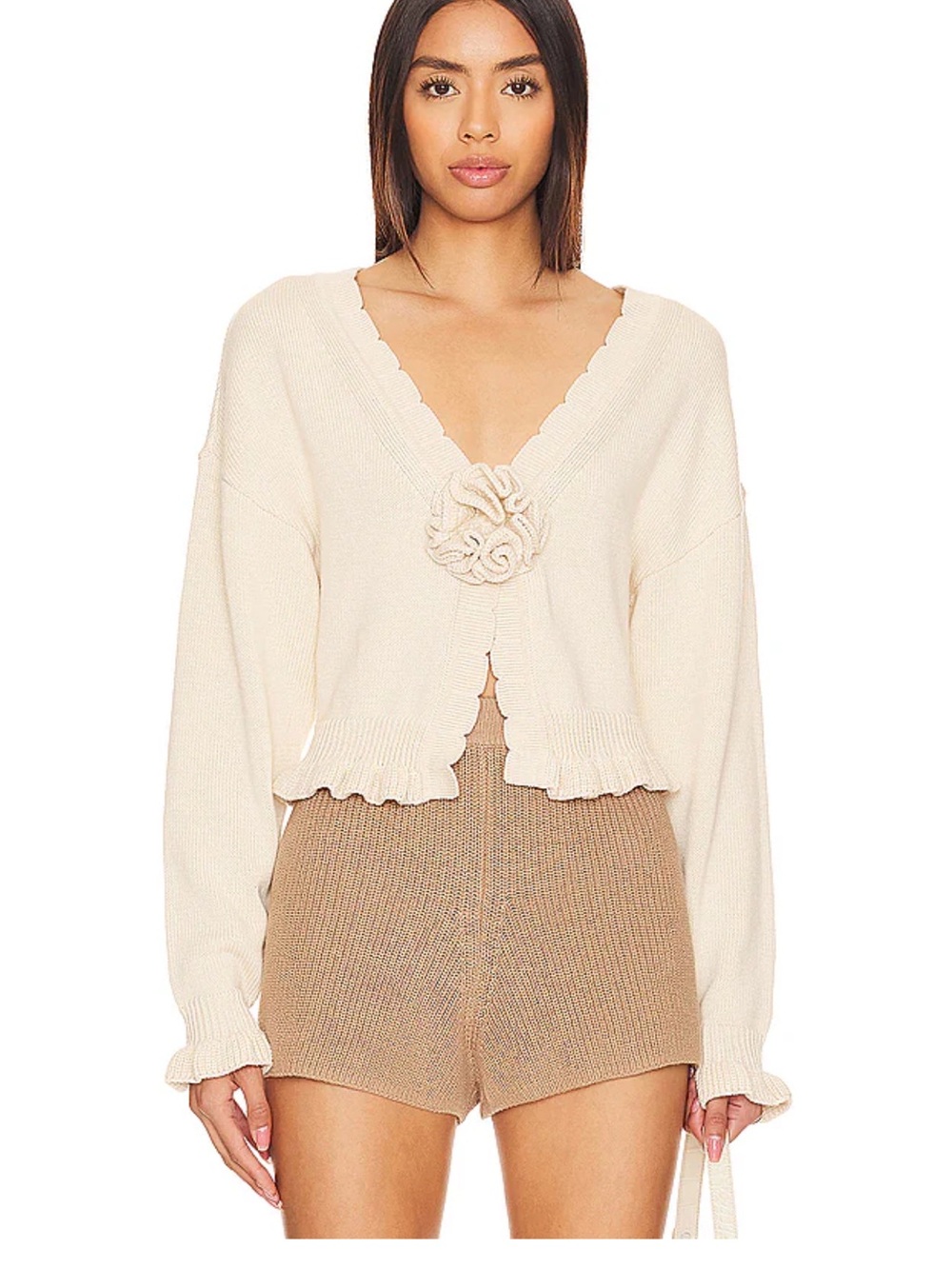Jovien Rosette Cardigan in Beige - Tularosa